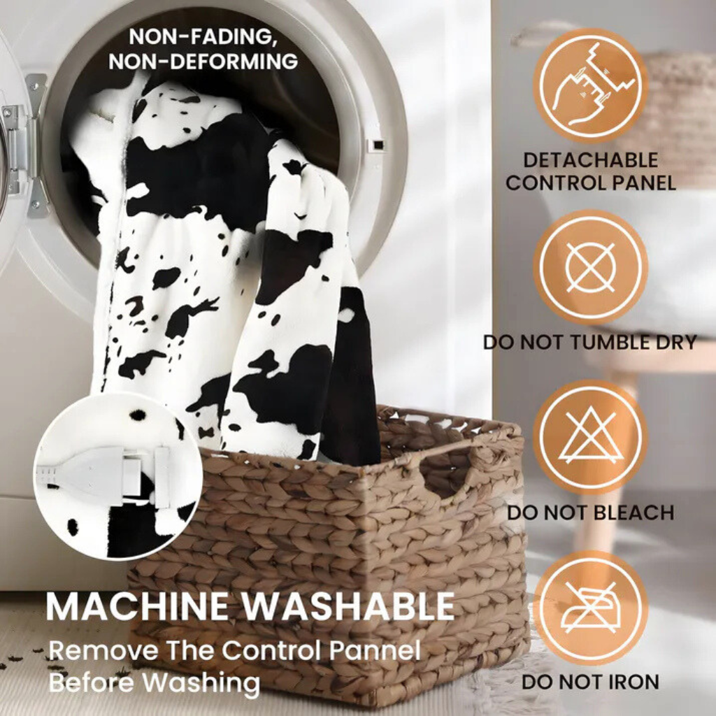 Cow Print heated blanket