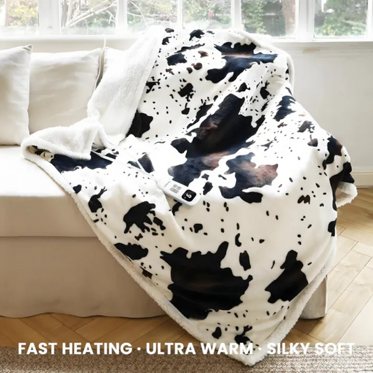 Cow Print heated blanket